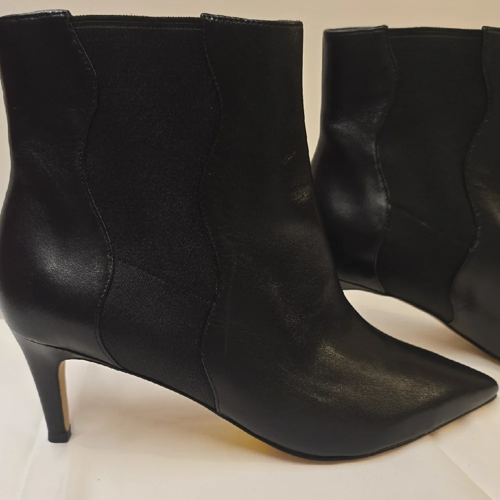 Cole Haan Black Pointed-Toe Leather Ankle Boots - Picture 2 of 9